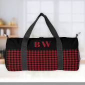 Rode zwarte buffel check geplakt vet monogram plunjezak