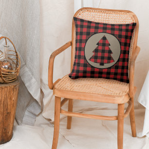 Rode zwarte buffel met kerstboom kussen