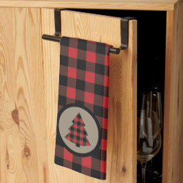 Rode zwarte buffel met kerstboom theedoek