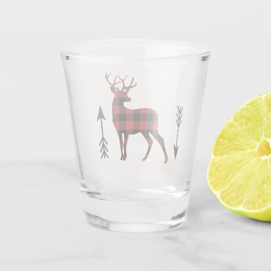 Rode zwarte buffel met stevige pijlen shot glas (Achterkant)