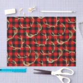 Rode & Zwarte Buffel Plaid & Gouden Hertengewei Tissuepapier (Craft)