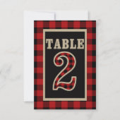 Rode & Zwarte Buffel Plaid Landelijke Tafel Nummer Kaart (Voorkant)