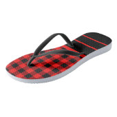 Rode zwarte buffelcontroles en horizontale strepen teenslippers (Schuin)