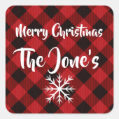 Rode zwarte buffels voor pleisters, sneeuwvlokken vierkante sticker (Voorkant)