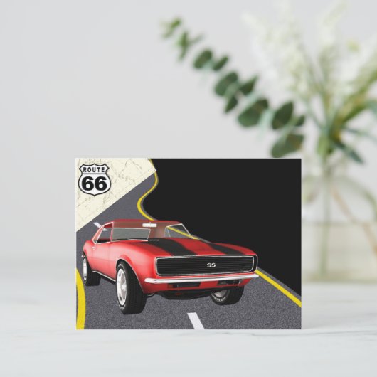 Rode/zwarte Camaro-auto - auto/Vaderdag Briefkaart (Staand voorkant)