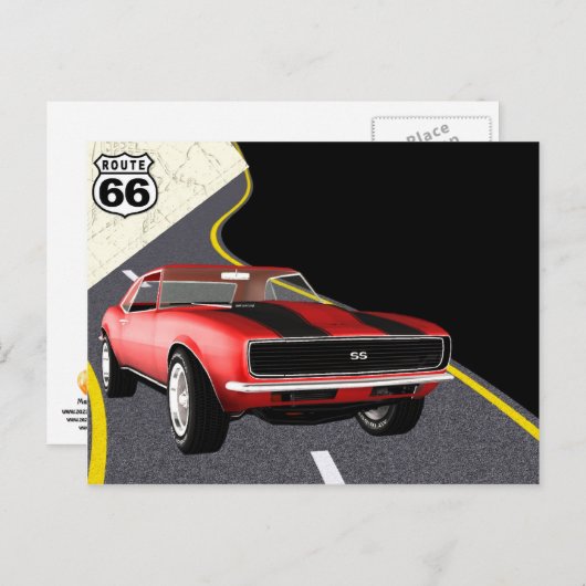 Rode/zwarte Camaro-auto - auto/Vaderdag Briefkaart (Voorkant / Achterkant)