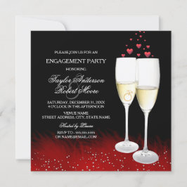 Rode Zwarte Champagne Ring Hart Trouwfeest Kaart