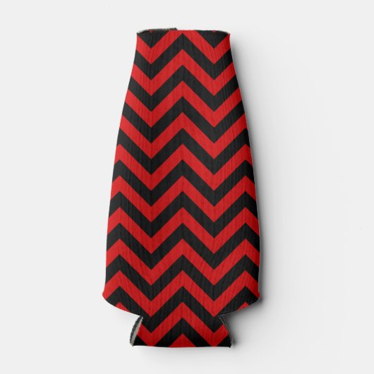 Rode, zwarte Chevron ZigZag Pattern Flesjeskoeler (Voorkant)