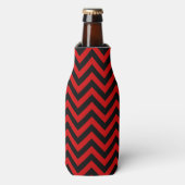 Rode, zwarte Chevron ZigZag Pattern Flesjeskoeler (Fles Voorkant)