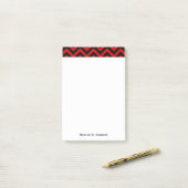 Rode, zwarte Chevron ZigZag Pattern Post-it® Notes (Op bureau)