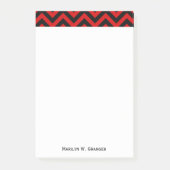 Rode, zwarte Chevron ZigZag Pattern Post-it® Notes (Voorkant)