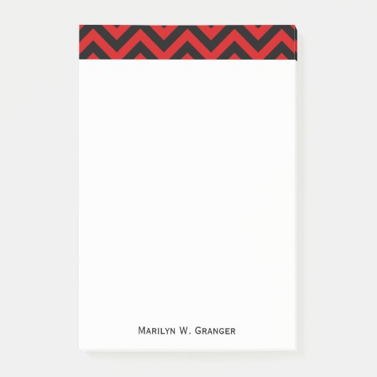 Rode, zwarte Chevron ZigZag Pattern Post-it® Notes (Voorkant)