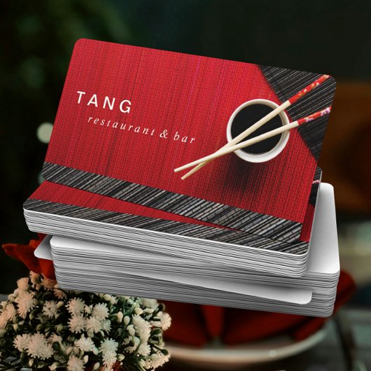 Rode zwarte Chinese restaurantrestaurant Chef Cate Visitekaartje