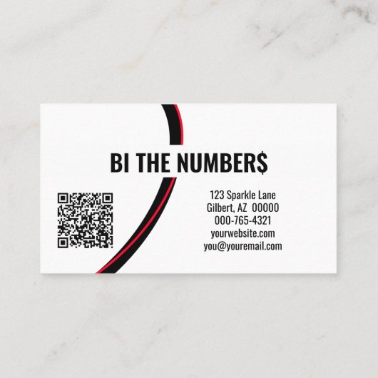 Rode zwarte cijfers Aangepaste foto QR-code Visitekaartje (Achterkant)