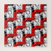 Rode Zwarte Cirkels Sherpa Deken Legpuzzel (Verticaal)