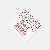 Rode Zwarte Confetti Klas van 2026 Servetten (Hoek)