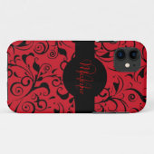 Rode zwarte damask aanpasbare iPhone 5 hoesje (Achterkant (horizontaal))
