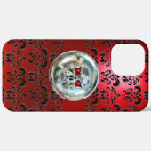 RODE ZWARTE DAMASK Case-Mate iPhone CASE (Achterkant / Rechts)
