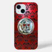 RODE ZWARTE DAMASK Case-Mate iPhone CASE (Achterkant)
