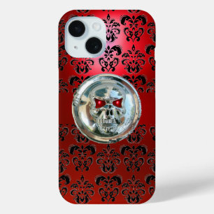 RODE ZWARTE DAMASK iPhone 15 CASE