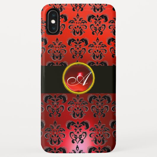 RODE ZWARTE DAMASK GEM STONE MONOGRAM Case-Mate iPhone CASE (Achterkant)