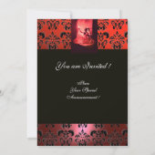 RODE ZWARTE DAMASK VAN DE PARTIJ VAN 16 BIRTHDAY KAART (Achterkant)