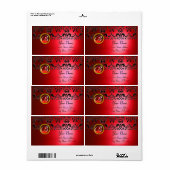 RODE ZWARTE DAMASKMONOGRAM, RUBY ETIKET (Full Sheet)