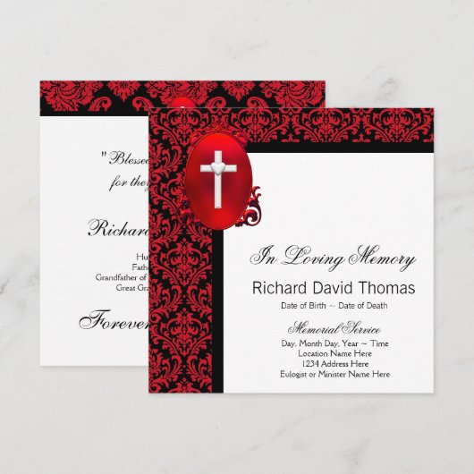 Rode Zwarte Damaskus Kruis in liefdevolle herinner Aankondiging (Voorkant / Achterkant)