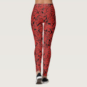 Rode zwarte damast wervelpatroon leggings (Achterkant)