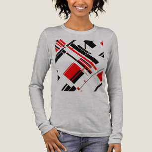 Rode zwarte diagonale vormen lijnen MCM-geïnspiree Tri-Blend Shirt