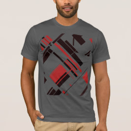 Rode zwarte diagonale vormen lijnen MCM kijken Abs T-shirt