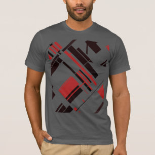Rode zwarte diagonale vormen lijnen MCM kijken Abs T-shirt