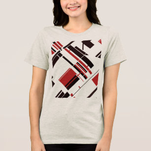 Rode zwarte diagonale vormen lijnen MCM kijken Abs Tri-Blend Shirt