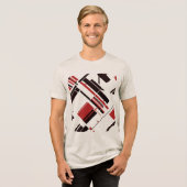 Rode zwarte diagonale vormen lijnen MCM kijken Abs Tri-Blend Shirt (Voorkant volledig)