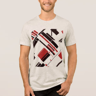 Rode Zwarte Diagonale Vormen Lijnen MCM Uitzicht A Tri-Blend Shirt