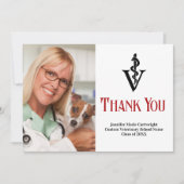 Rode Zwarte Dierenarts Kantoor Foto  Bedankkaart (Voorkant)