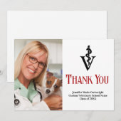 Rode Zwarte Dierenarts Kantoor Foto  Bedankkaart (Voorkant / Achterkant)