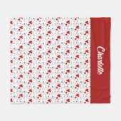 Rode Zwarte Doodle Harten Retro Monogram Naam Fleece Deken (Voorkant (Horizontaal))