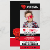 Rode zwarte doos Ticket Birthday Foto Kaart (Voorkant / Achterkant)