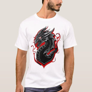 Rode & Zwarte Draak Mascotte Grafisch Ontwerp T-shirt