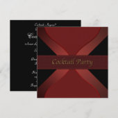 Rode & Zwarte Elegante Cocktailparty Uitnodiging (Voorkant / Achterkant)
