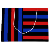 Rode, zwarte en blauwe strepen large cadeautasje (Voorkant)
