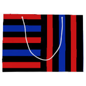 Rode, zwarte en blauwe strepen large cadeautasje (Achterkant)