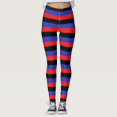 Rode, zwarte en blauwe strepen leggings (Voorkant)