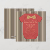 Rode zwarte en bruine Pinstripe Baby Boy Shower Kaart (Voorkant / Achterkant)