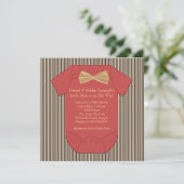 Rode zwarte en bruine Pinstripe Baby Boy Shower Kaart (Staand voorkant)