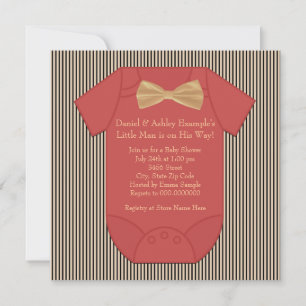 Rode Zwarte en Bruine Streep Baby Shower voor Jong Kaart
