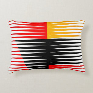 Rode, zwarte en gele illustraties accent kussen