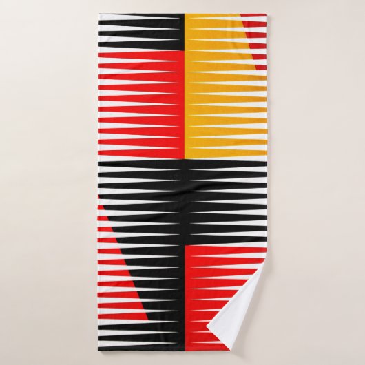 Rode, zwarte en gele illustraties badhanddoek (Badhanddoek)