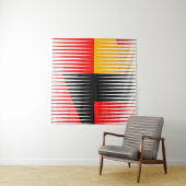 Rode, zwarte en gele illustraties wandkleed (In situ)